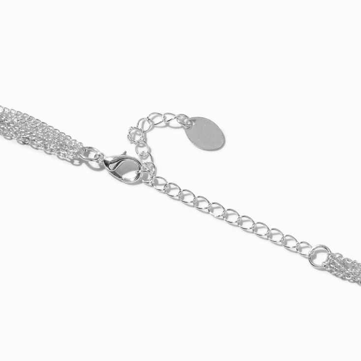 Silver-tone Textured Coin Multi-Strand Chain Necklace,