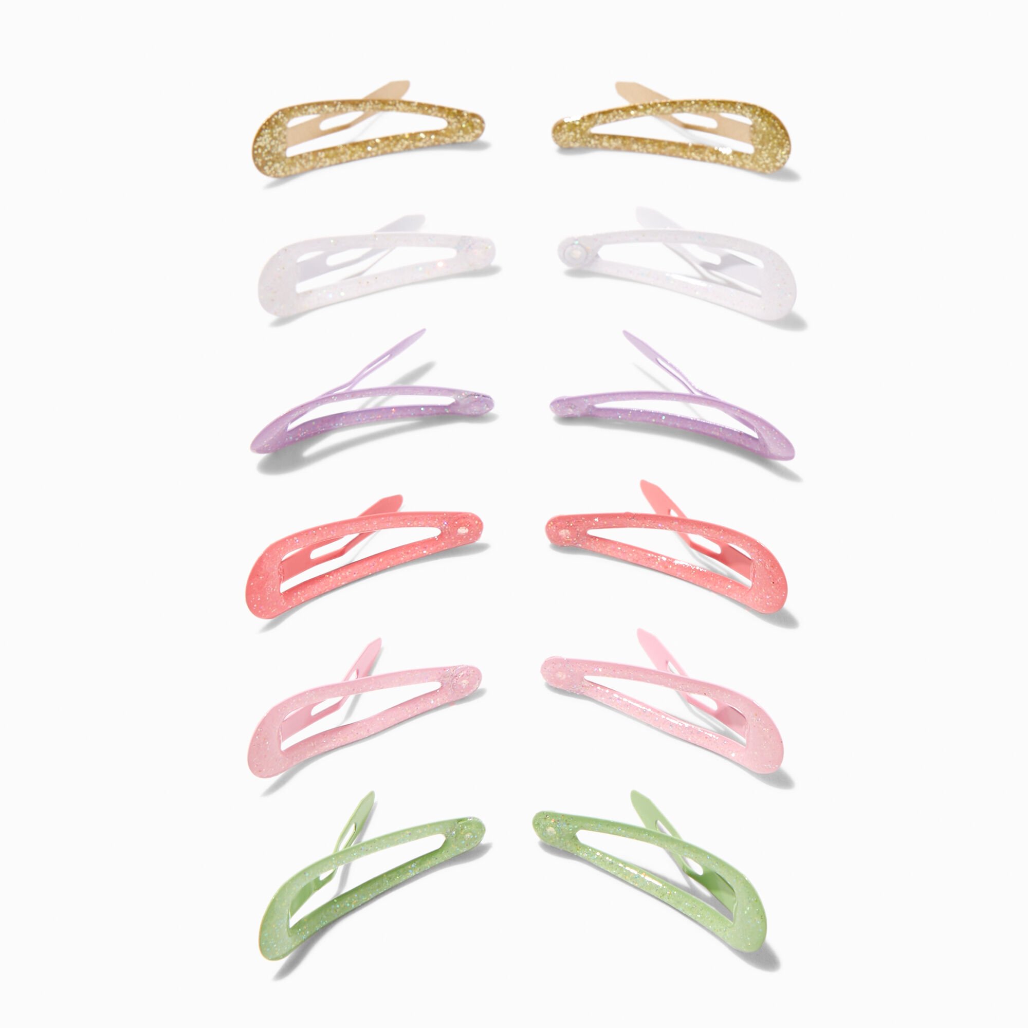 Claire's Club Glitter Snap Hair Clips - 12 Pack,