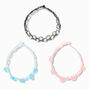 Bracelets &eacute;lastiques effet tatouage perles d&rsquo;imitation et fleurs - Lot de 3,