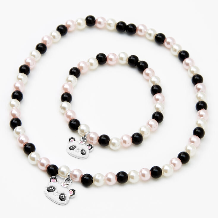 Claire&#39;s Club Panda Pearl Beaded Stretch Bracelets - 2 Pack,