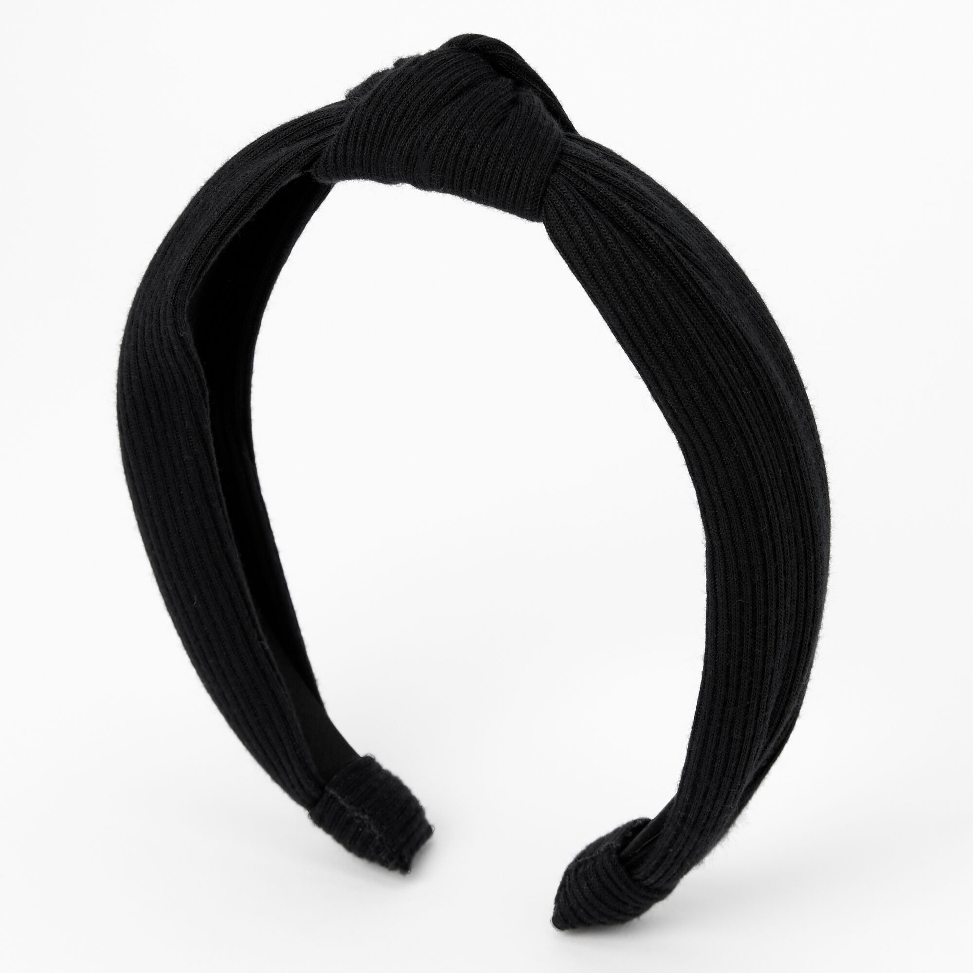 Claire's Serre-tête en tricot côtelé noué - Noir