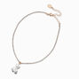 Gold-tone Pearlized Bear Pendant Choker Necklace,