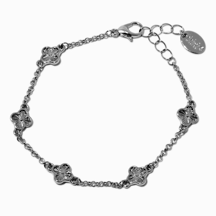 Silver-tone Clover Chain Bracelet,