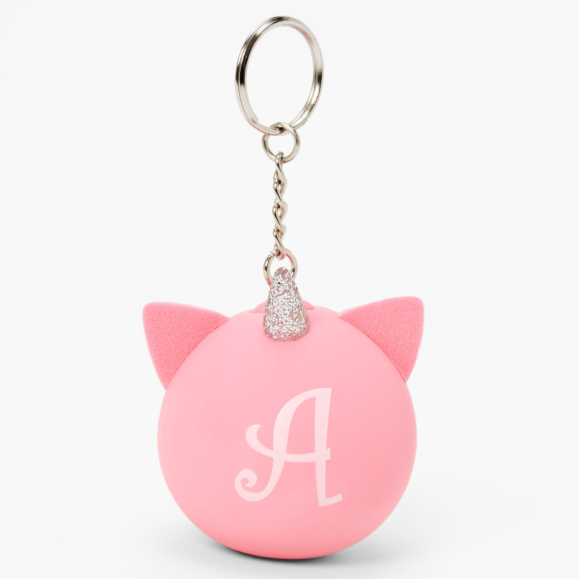 Porte-clés balle anti-stress licorne initiale - Rose, A,