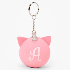 Initial Unicorn Stress Ball Keychain - Pink, A,