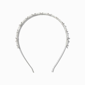 Silver-tone Crystal Butterfly &amp; Pearl Headband,