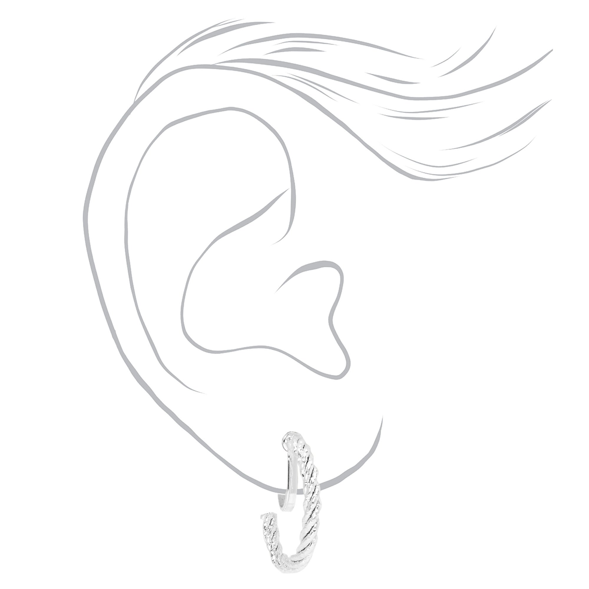 Silver 20MM Twisted Clip On Hoop Earrings,