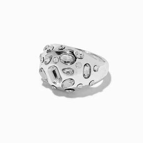 Silver-tone Mixed Rhinestone Bubble Statement Ring ,