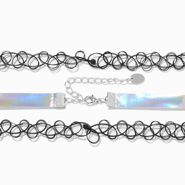 Celestial Glow In The Dark Black Tattoo Choker Necklaces - 3 Pack,