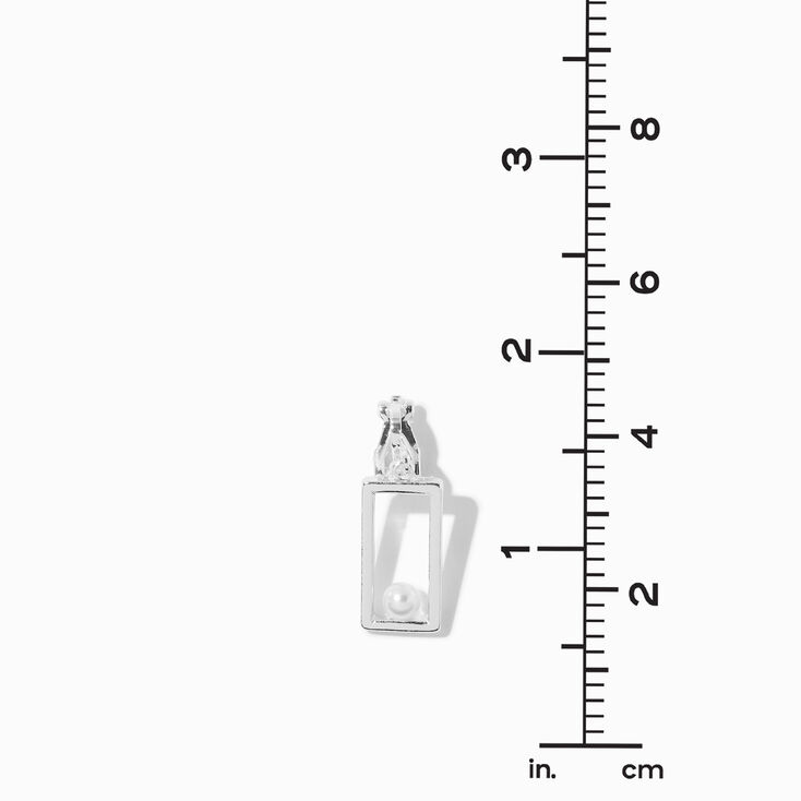 Silver-tone Pearl Box 1&quot; Clip-On Drop Earrings ,