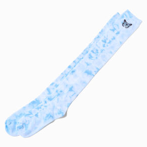 Blue Tie Dye Butterfly Over the Knee Socks,