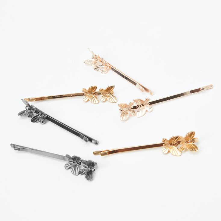 Mixed Metal Duo Butterfly Hair Pins - 6 Pack,