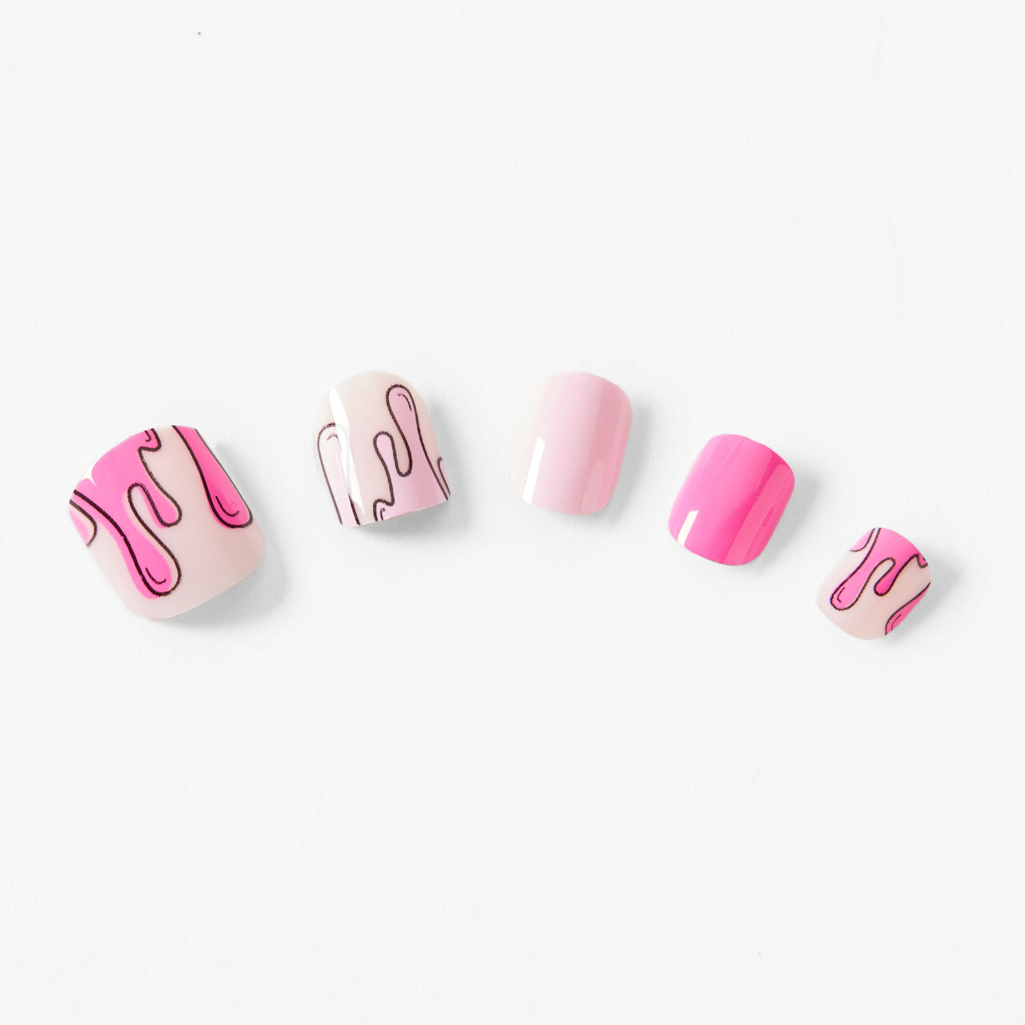 Paint Drip Square Press On Faux Nail Set - Pink, 24 Pack,