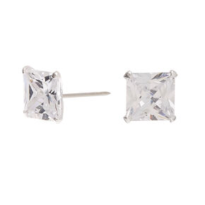 C LUXE by Claire&#39;s Sterling Silver Cubic Zirconia 6mm Square Martini Stud Earrings,