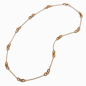 Gold-tone Triple Chain Link Long Necklace,