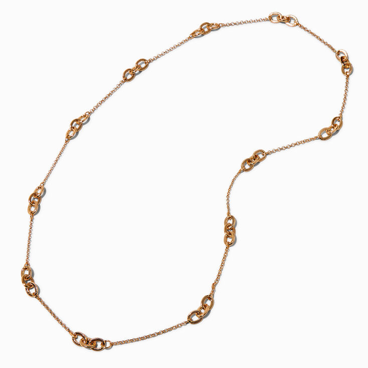 Gold-tone Triple Chain Link Long Necklace,