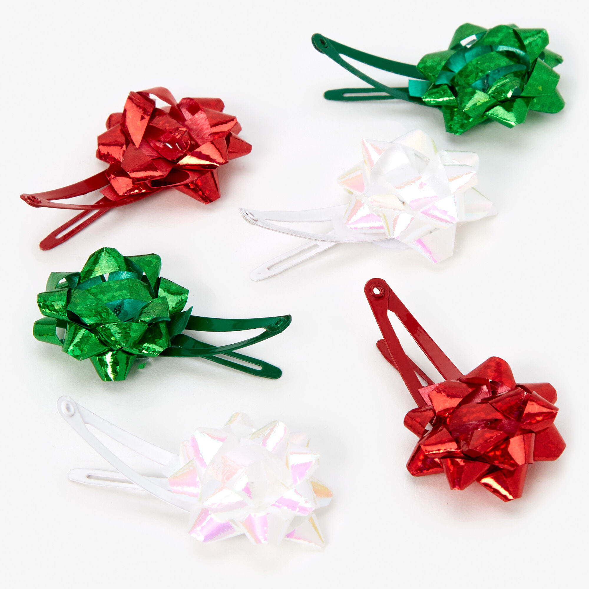 Christmas Gift Bow Snap Hair Clips - 6 Pack,