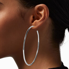 Silver-tone 80MM Tubular Hoop Earrings,