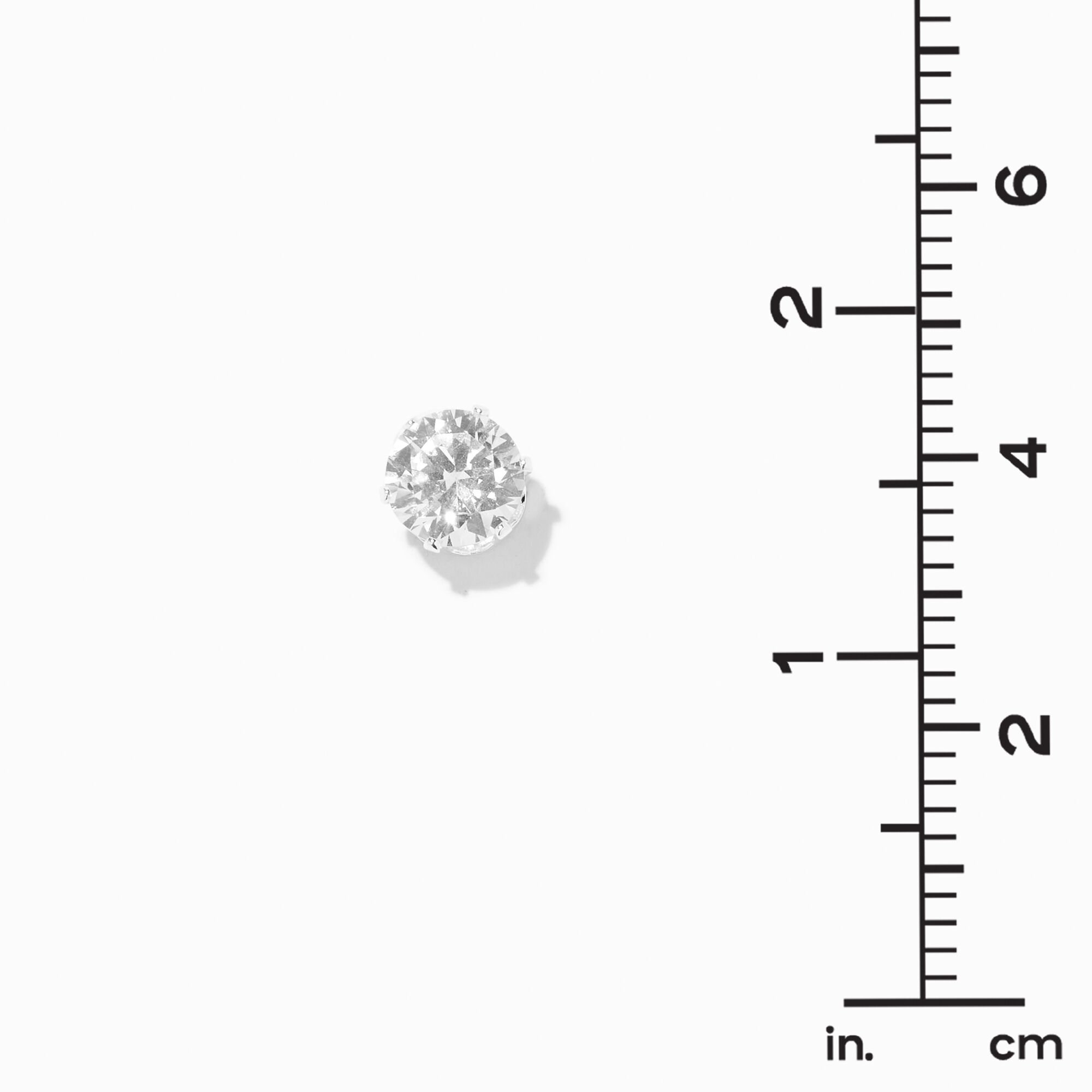 Silver-tone Cubic Zirconia 10mm Round Stud Earrings