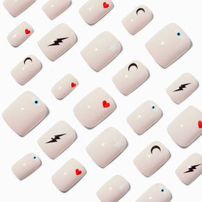 Baby Pink Icons Square Vegan Faux Nail Set - 24 Pack,