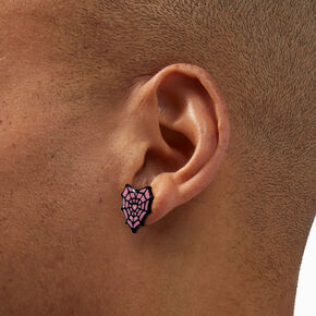 Pink Heart Spiderweb Halloween Stud Earrings,