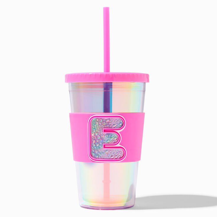 Bedazzled Initial Tumbler - E,