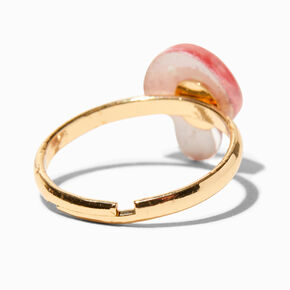 Red Mushroom Gold Adjustable Ring,