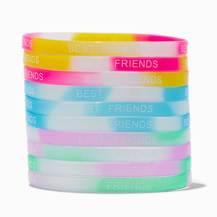 Bracelets &eacute;lastiques d&eacute;grad&eacute;s phosphorescents Best Friends - Lot de 10,