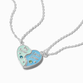 Colliers &agrave; pendentif c&oelig;ur fendu grande et petite s&oelig;urs Best Friends - Lot de 2,