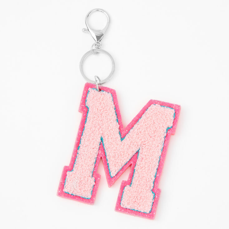 Pink Varsity Initial Keyring - M,