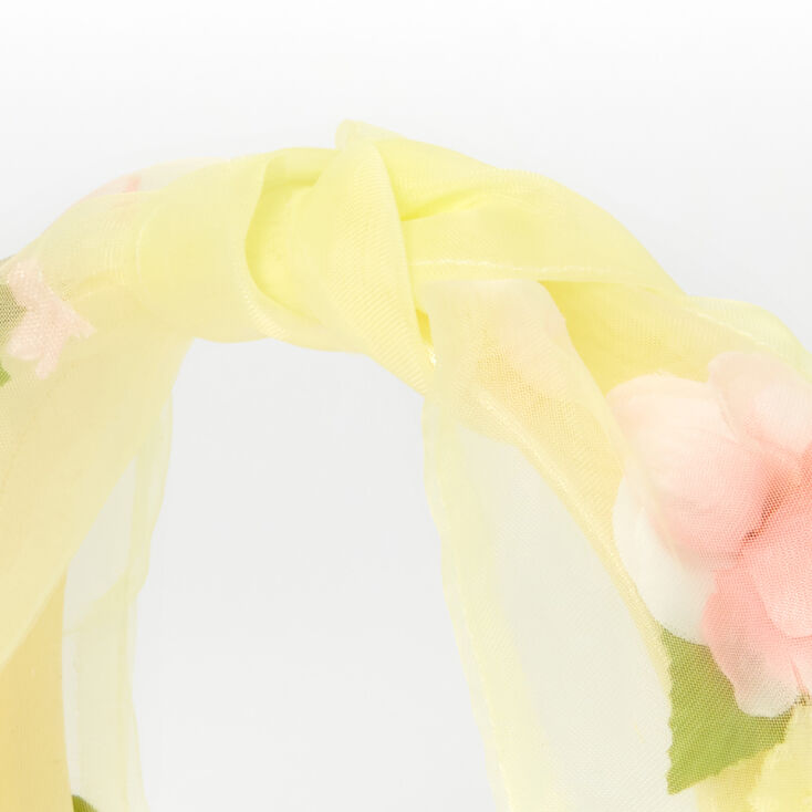 Yellow Floral Chiffon Knotted Headband,