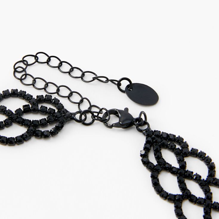 Black Rhinestone Infinity Statement Choker Necklace,