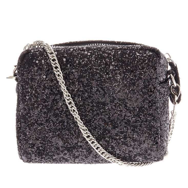 Mini Glitter Crossbody Bag - Black | Claire's