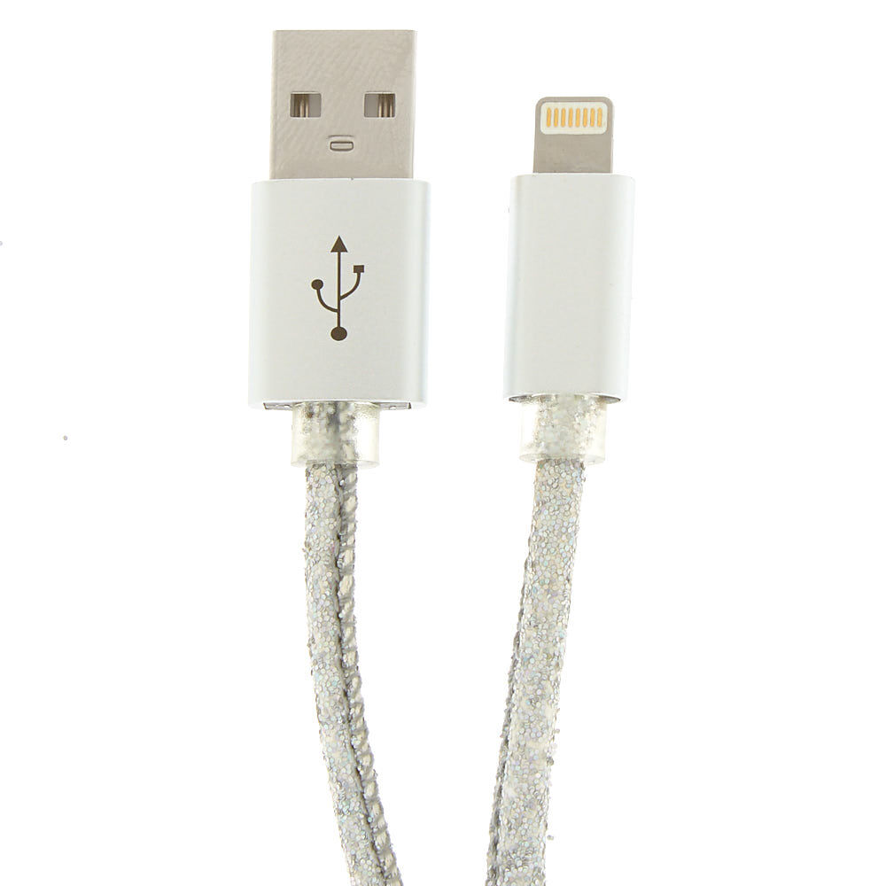 Câble USB éclair holographique couleur argenté,