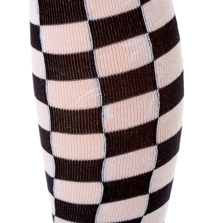 Checkered Over The Knee Socks,