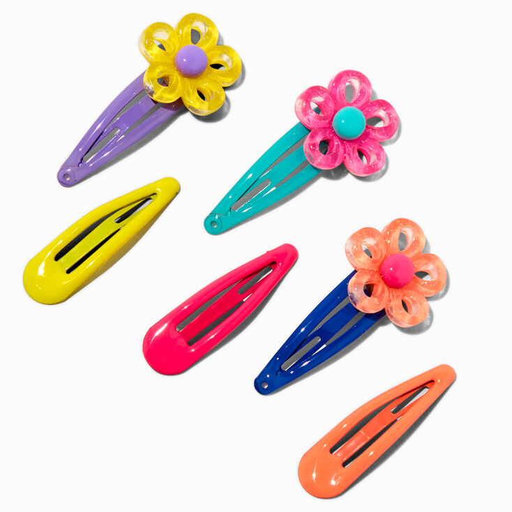 Claire&#39;s Club Retro Flower Snap Hair Clips - 6 Pack,