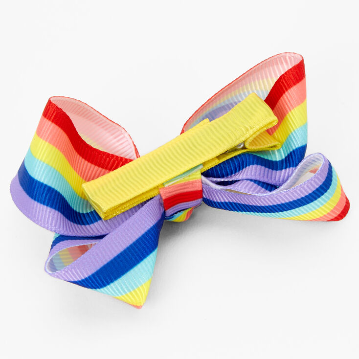 Claire&#39;s Club Rainbow Striped Bow Hair Clips - 3 Pack,