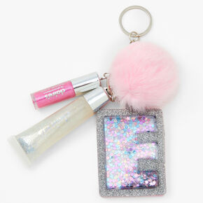 Initial Pink Lip Gloss Keychain - E,