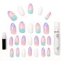 Pastel Abstract Geometric Stiletto Faux Nail Set - 24 Pack,