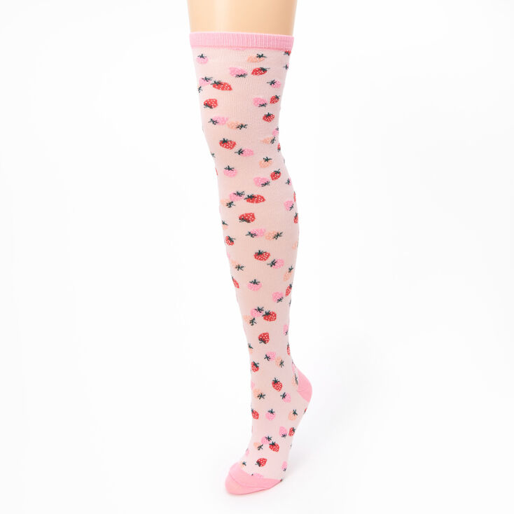 Strawberry Print Over The Knee Socks,