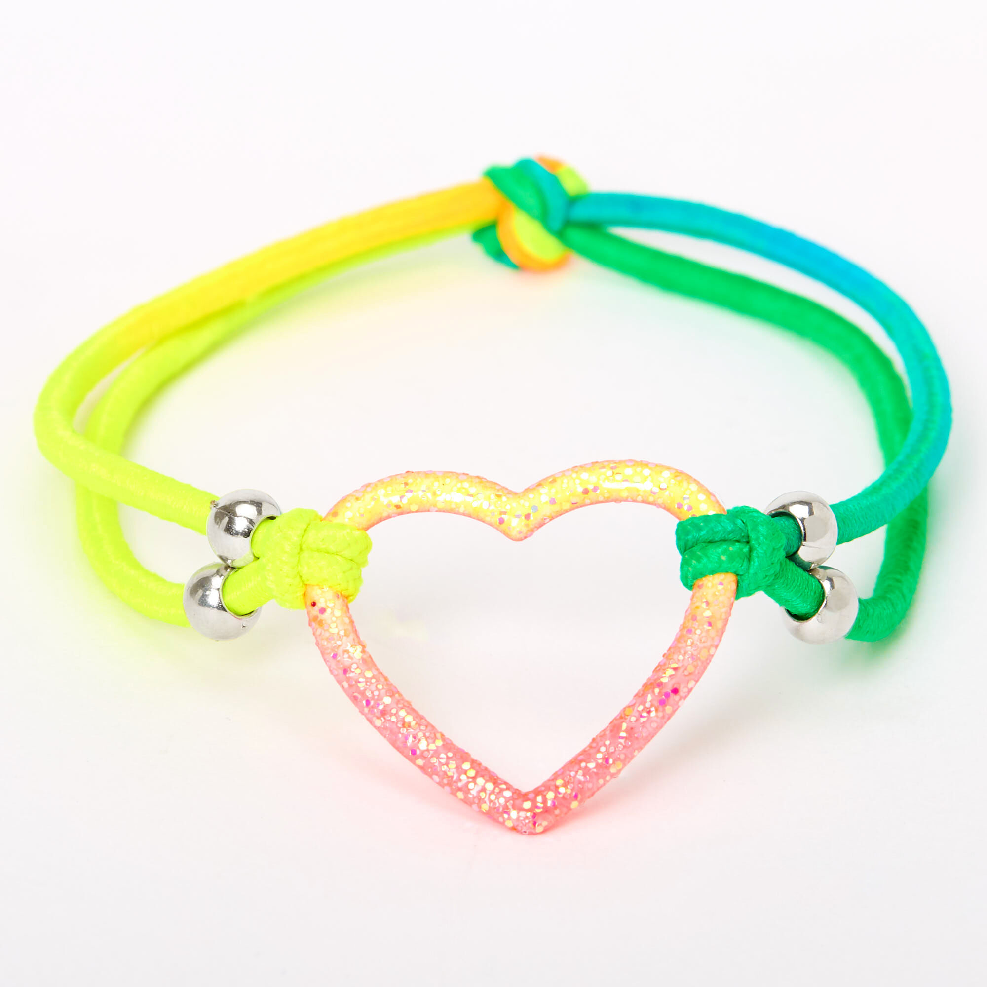 Bracelet élastique effet dégradé cœur à paillettes,