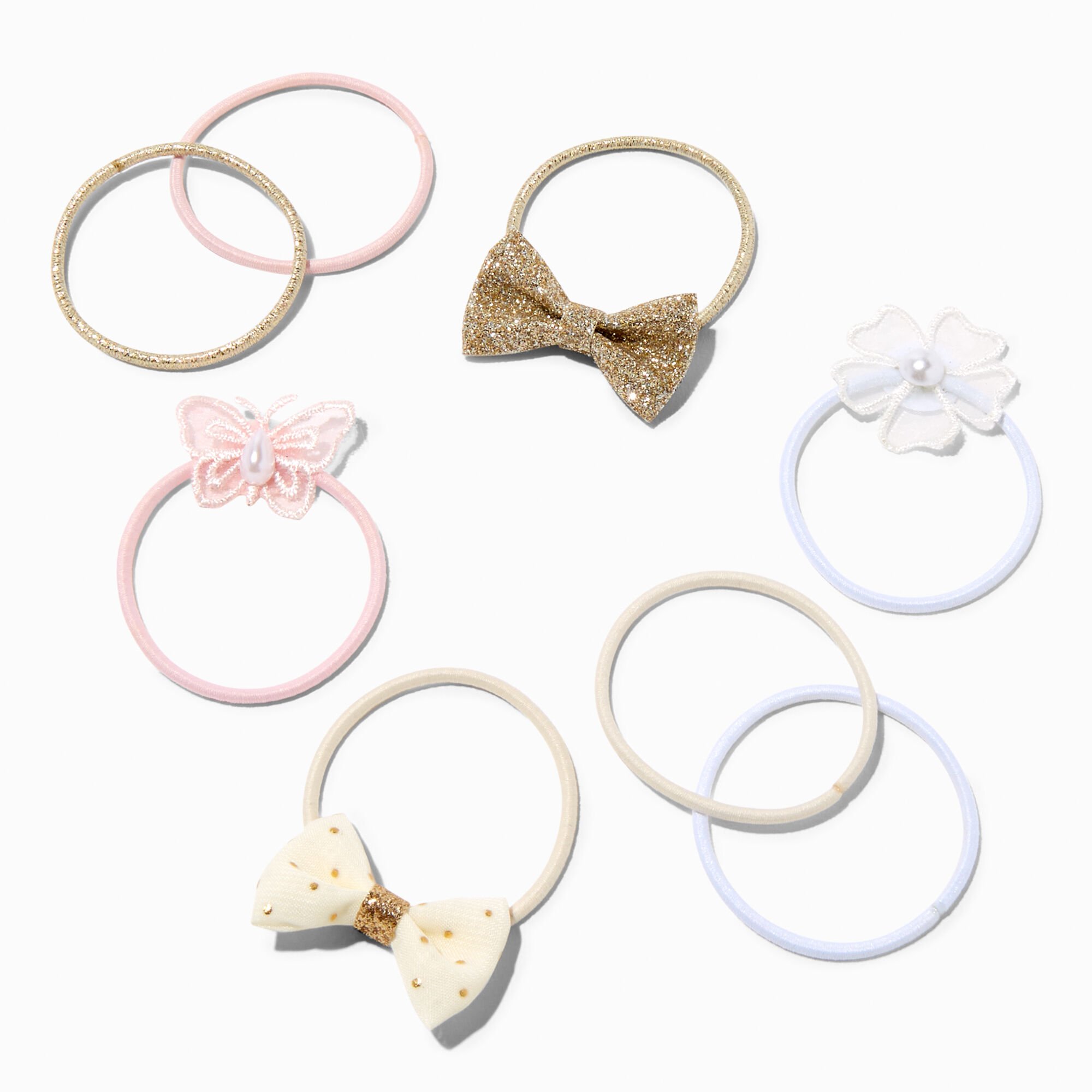 Claire's Club Pink Butterfly Bow Hair Ties - 8 Pack,