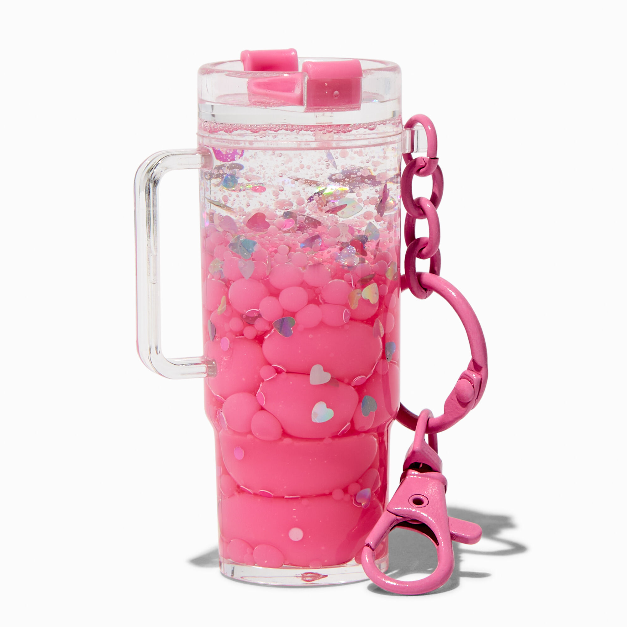 Pink Water-Filled Tumbler Keychain,