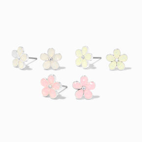 UV Color-Changing Flower Stud Earrings - 3 Pack,