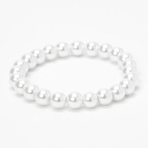 Classic Pearl Stretch Bracelet - White,