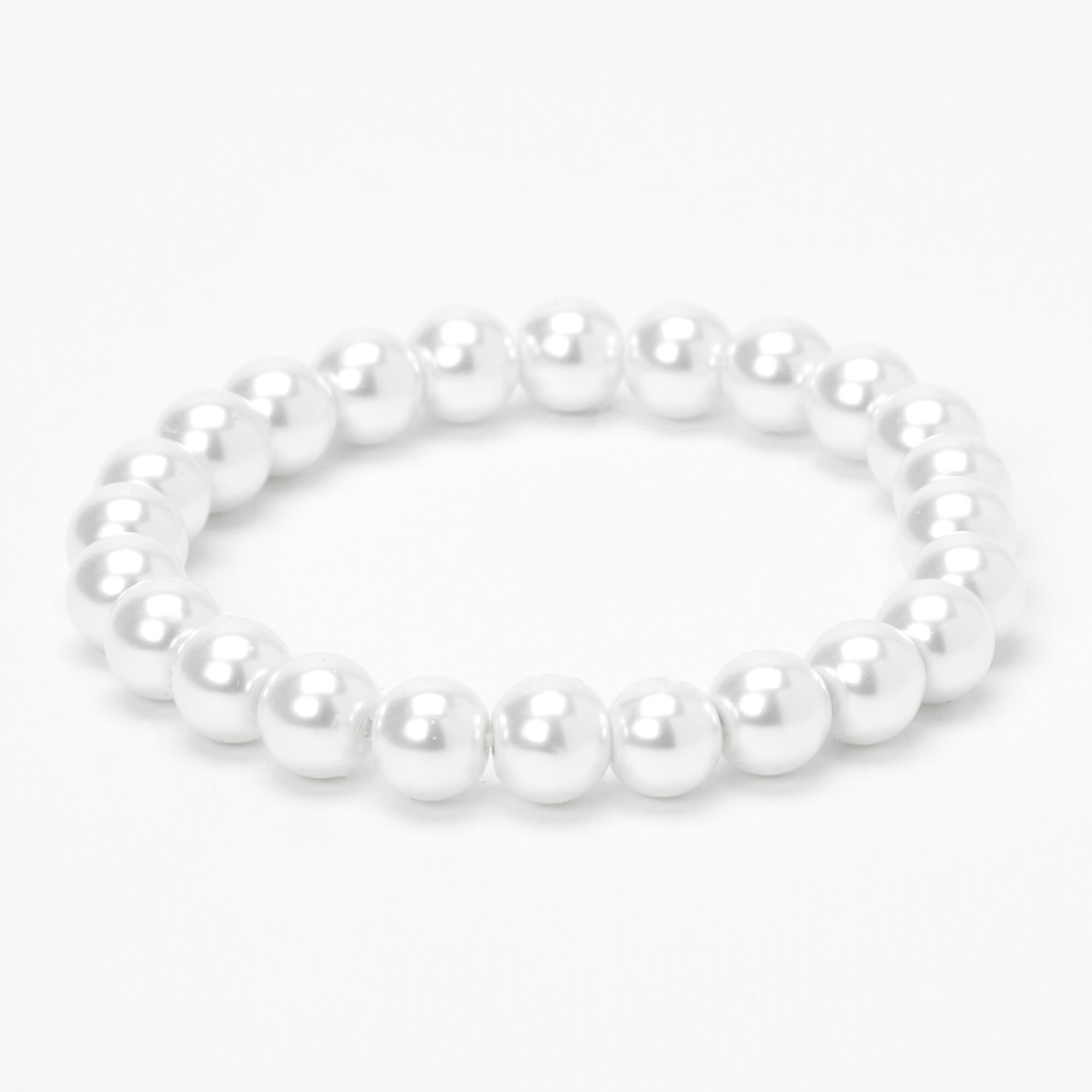 View Claires Classic Pearl Stretch Bracelet White information