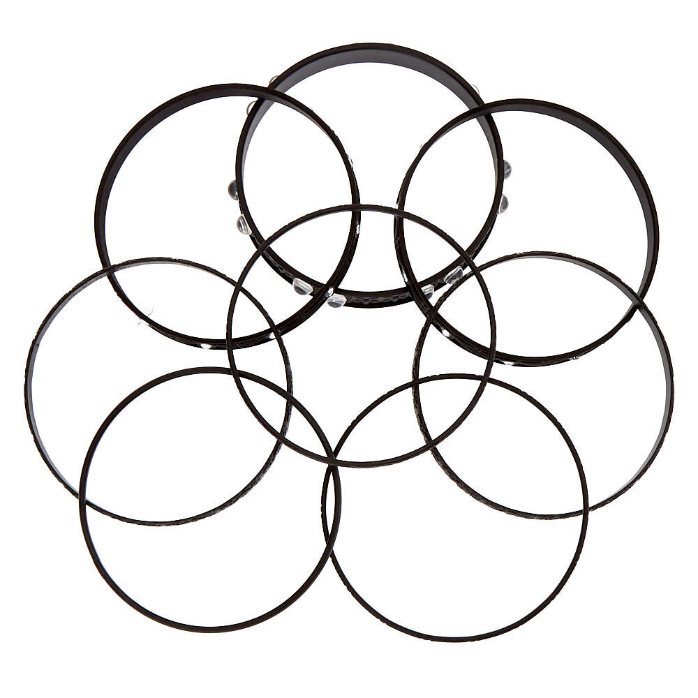 Gothic Glam Bangle Bracelets - Black, 8 Pack,