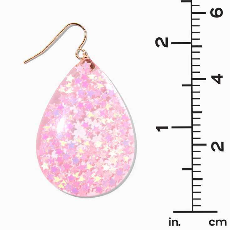 Pink Star 1.5&quot; Teardrop Drop Earrings,