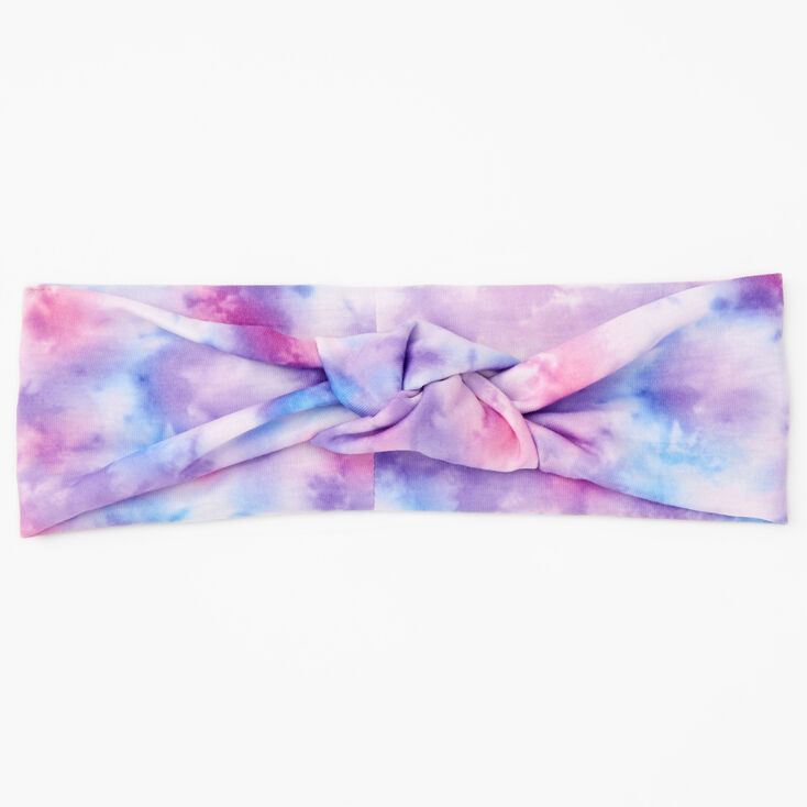 Silky Purple Tie Dye Knotted Headwrap,