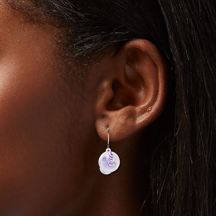 Purple Bubble Tea Glow in the Dark 0.5&quot; Drop Earrings,